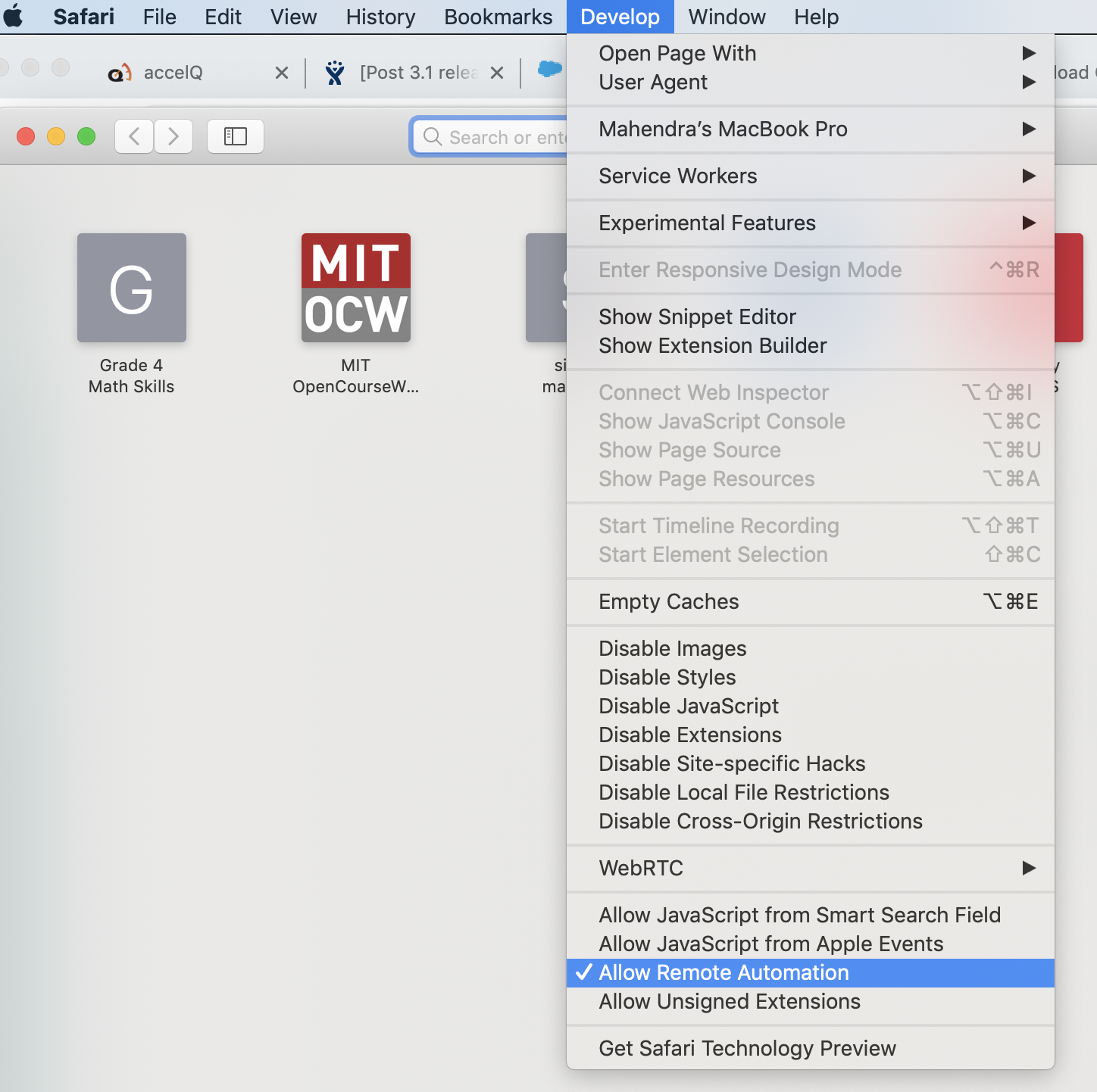 open safari with automator