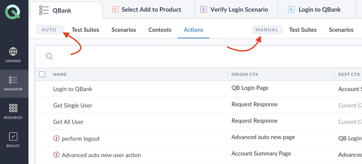 Selecting Test Asset View – ACCELQ